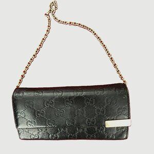 Gucci Guccissima Black Leather Chain Wallet